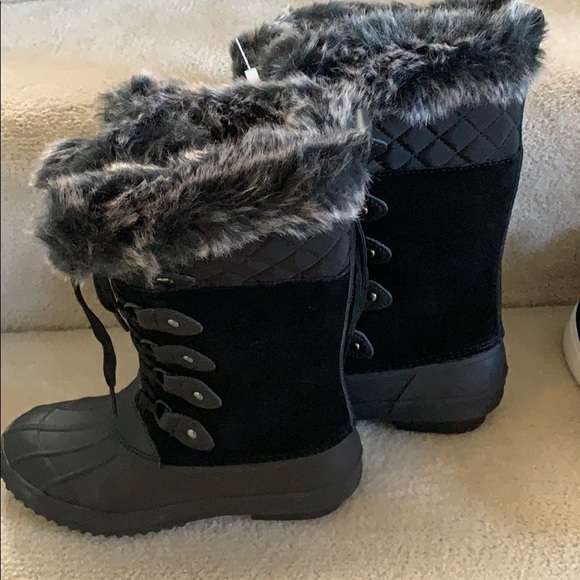 Womens Khombu Colby Tall Pac Boots size 6 Black Faux Fur Trim Lace Up Thermolite - Picture 5 of 7